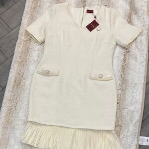Encore Dress Ivory Pleated Mini Dress